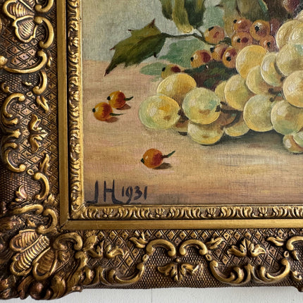 Traditional Still Life Oil Painting "Cluster Grapes" Vintage Artwork Holland Art Shop