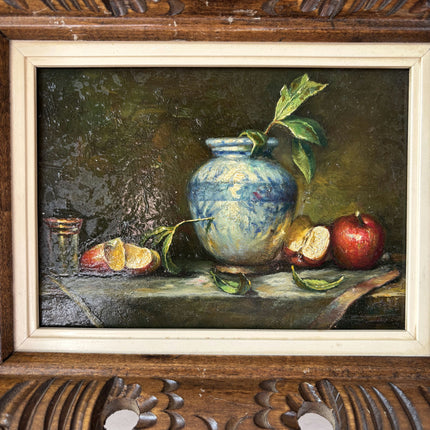 Remarkable Oil Painting Still Life "Blue Vase" Figurative Small Artwork Holland Art Shop