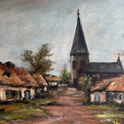 Rustic Cityscape Oil Painting "Village Church" Refined Dutch Art Holland Art Shop