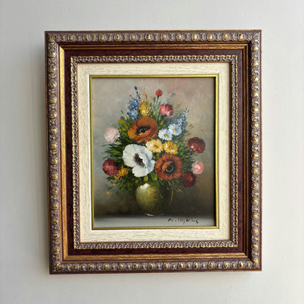 Rustic Floral Still Life Oil Painting "Floral Bouquet" Timeless Small Art Holland Art Shop
