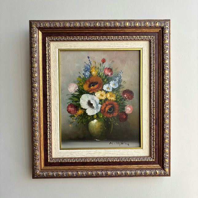 Rustic Floral Still Life Oil Painting "Floral Bouquet" Timeless Small Art Holland Art Shop