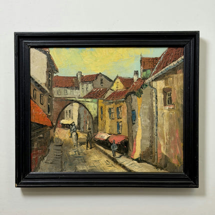 Elegant Cityscape Oil Painting "Narrow Street" Authentic Artwork Holland Art Shop