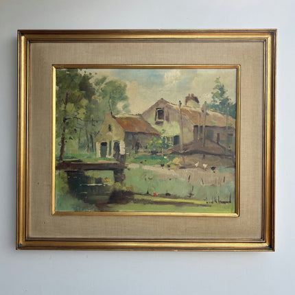 Detailed Farm Oil Painting "Thatched Cottage" Timeless Artwork Holland Art Shop