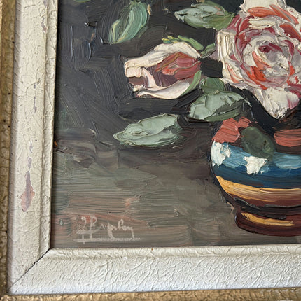 Authentic Floral Still Life Oil Painting "Striped Vase" Classic Small Artwork Holland Art Shop