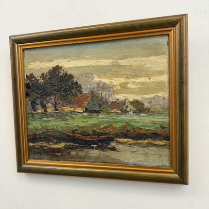 Timeless Landscape Oil Painting "Country Cottage" Rustic Small Artwork Holland Art Shop