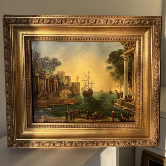 Fine Oil Painting Harbor Scene "Harbor Scene" Figurative French Artwork