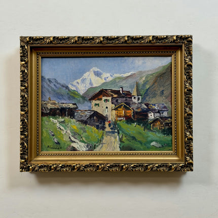 Original Landscape Oil Painting "Mountain Village" Traditional Art Holland Art Shop