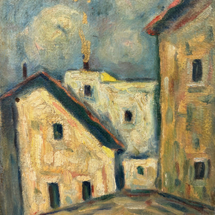 Expressive Cityscape Oil Painting "Painted Brushstrokes" Vintage Small Art Holland Art Shop