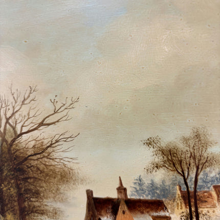 Antique Winter Landscape Oil Painting "Frozen River" Traditional Art Holland Art Shop