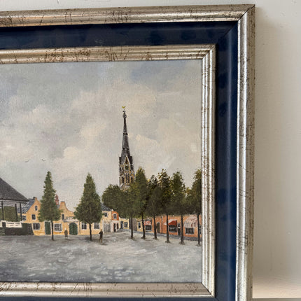 Intriguing Oil Painting Cityscape "Church Steeple" Striking Eindhoven Artwork