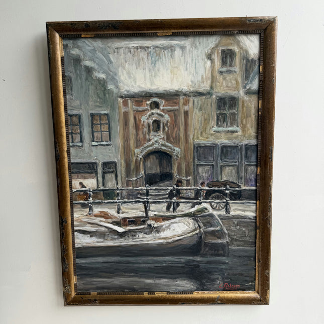 Refined Cityscape Oil Painting "Snowy Street" Classic Art Holland Art Shop