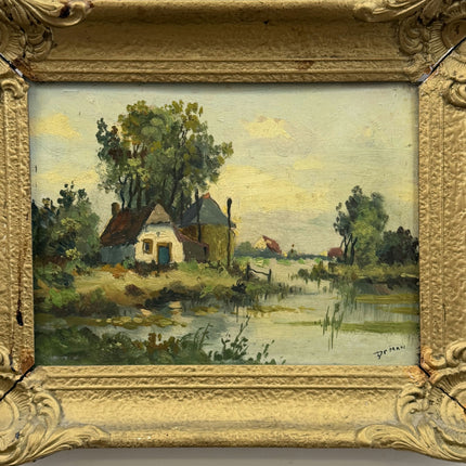 Refined Landscape Oil Painting "Thatched Cottage" Classic Small Art Holland Art Shop