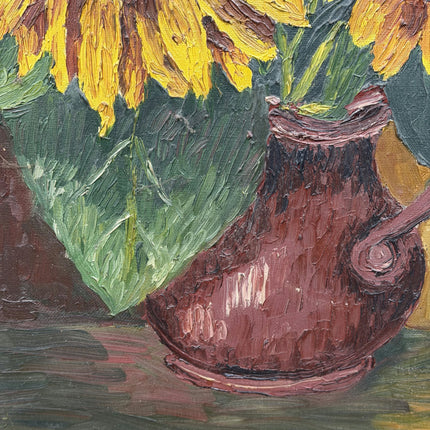 Original Floral Still Life Oil Painting "Sunflower Vase" Handcrafted Large Art Holland Art Shop