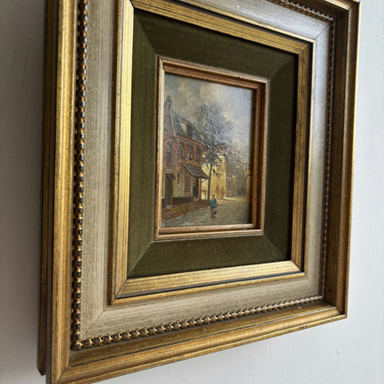 Elegant Cityscape Oil Painting "Gilded Frame" Vintage Small Artwork Holland Art Shop