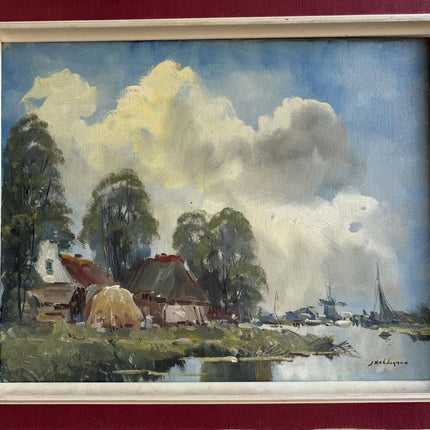 Elegant Landscape Oil Painting "Thatched Cottage" Original Artwork Holland Art Shop