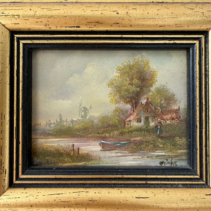 Elegant Landscape Oil Painting "Gilded Frame" Handcrafted Small Art Holland Art Shop