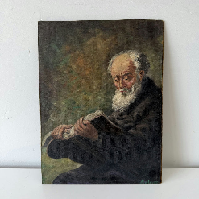 Classic Oil Painting Portrait "Reading Elderly Man" Refined Small Art Holland Art Shop