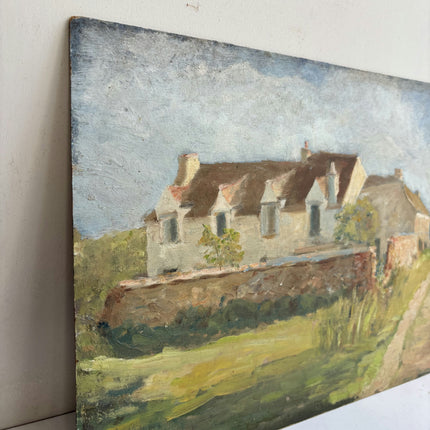 Classic Landscape Oil Painting "Row Houses" Handcrafted Small Artwork Holland Art Shop