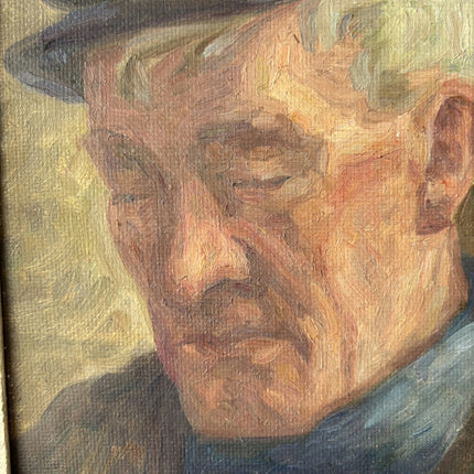Original Oil Painting Portrait "Pensive Man" Fine Small Art Holland Art Shop