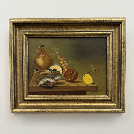 Refined Still Life Oil Painting "Earthen Jug" Detailed Small Art Holland Art Shop