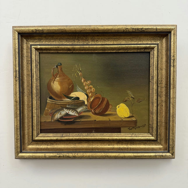 Refined Still Life Oil Painting "Earthen Jug" Detailed Small Art Holland Art Shop