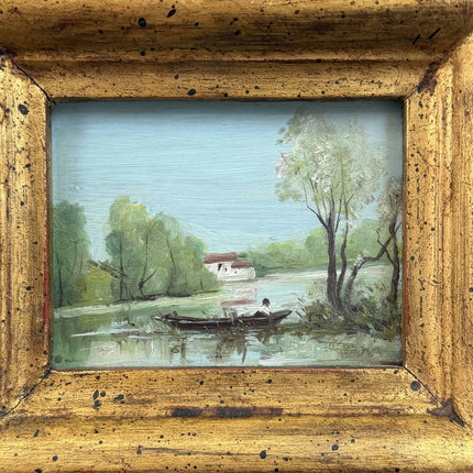 Vintage Landscape Oil Painting "Gilded Frame" Traditional Small Artwork Holland Art Shop