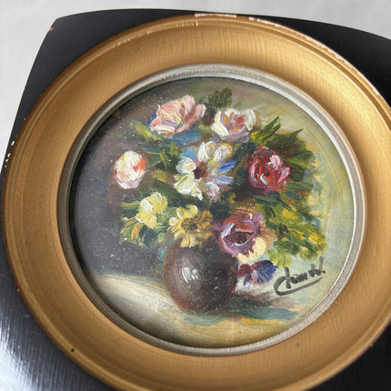Elegant Floral Still Life Oil Painting "Round Painting" Detailed Small Art Holland Art Shop
