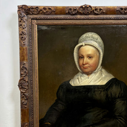 19th Century Antique Portrait Oil Painting "Seated Woman" Large Artwork Holland Art Shop
