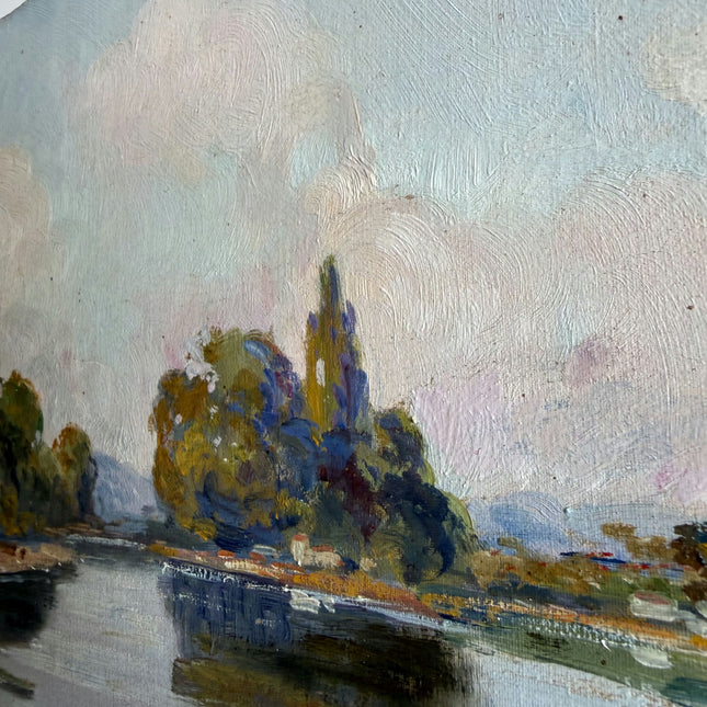Traditional Landscape Oil Painting "Tall Cypress" Handcrafted Small Artwork Holland Art Shop