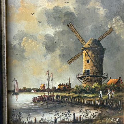 Classic Landscape Oil Painting "Windmill Painting" Rustic Artwork Holland Art Shop