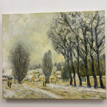 Handcrafted Winter Landscape Oil Painting "Tall Trees" Original Art Holland Art Shop