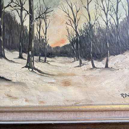 Vintage Winter Landscape Oil Painting "Winter Trees" Traditional Small Art Holland Art Shop