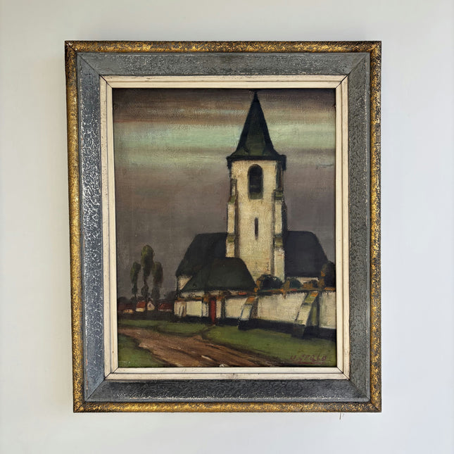 Vintage Landscape Oil Painting "Church Tower" Elegant Art Holland Art Shop