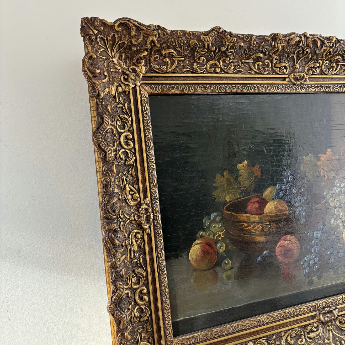 Original Oil Painting Still Life "Fruit Bowl Arrangement" Wonderful Large Art