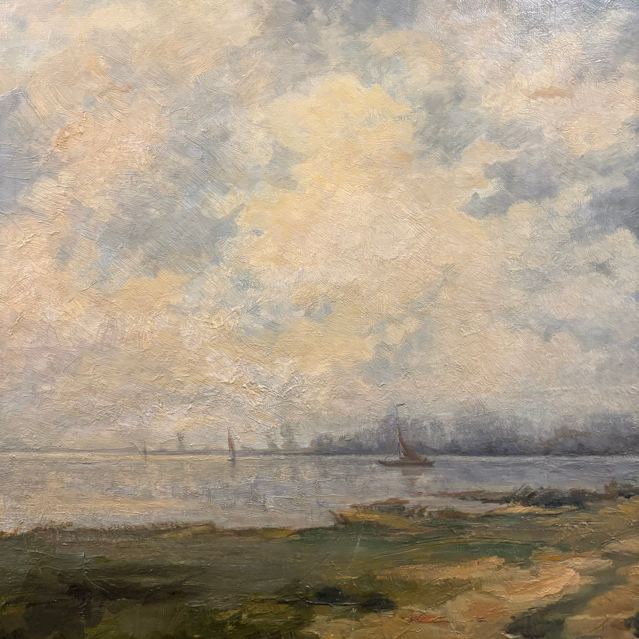 Large seascape oil painting year 1930. Sizing 115 x 89 cm