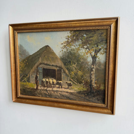 Elegant Animals Oil Painting "Wooden Frame" Vintage Artwork Holland Art Shop