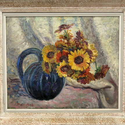 Vintage Floral Still Life Oil Painting "Sunflower Bouquet" Refined Art Holland Art Shop