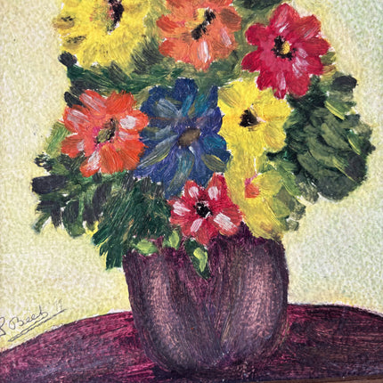 Traditional Floral Still Life Oil Painting "Flower Vase" Vintage Small Artwork Holland Art Shop