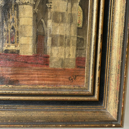 Handcrafted Church Interior Oil Painting "Gilded Frame" Rustic Small Artwork Holland Art Shop
