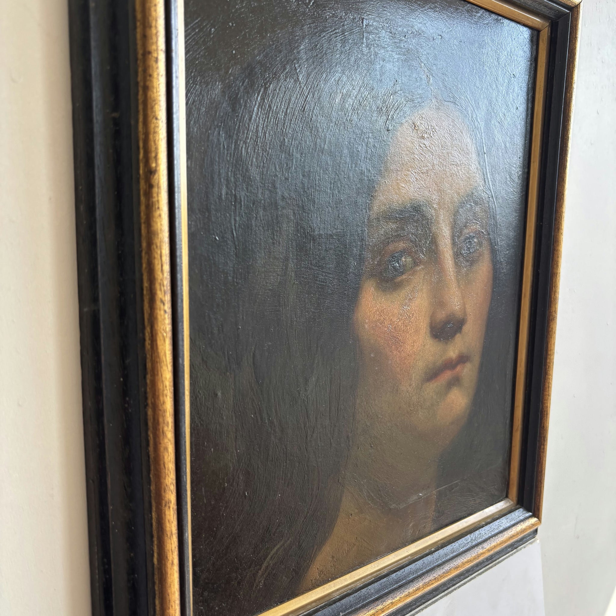 1850 Antique Portrait Oil Painting 