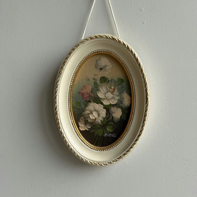Timeless Floral Still Life Oil Painting "Oval Frame" Elegant Small Art Holland Art Shop