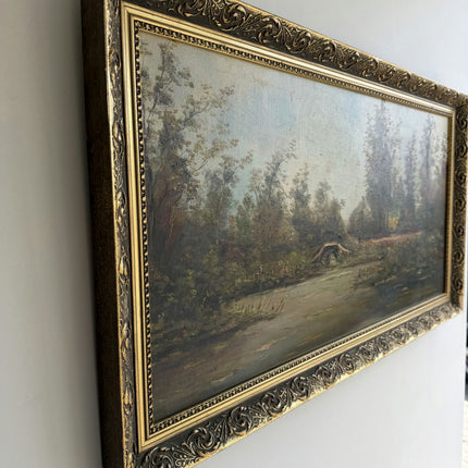 Original Landscape Oil Painting "Stone Bridge" Timeless Large Art Holland Art Shop