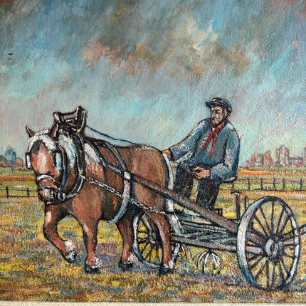 Traditional Farm Oil Painting "Horse Cart" Refined Art Holland Art Shop