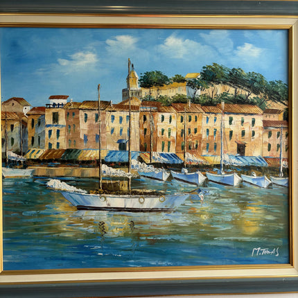 Timeless Harbor Scene Oil Painting "Sailboat Bow" Refined Large Art Holland Art Shop