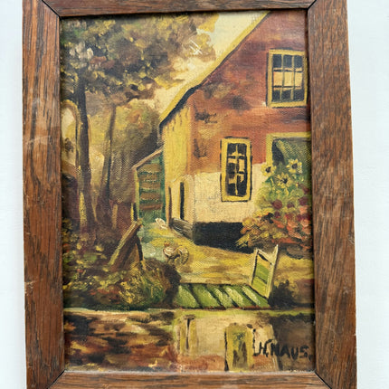 Classic Farm Oil Painting "Cracked Paint" Timeless Small Artwork Holland Art Shop