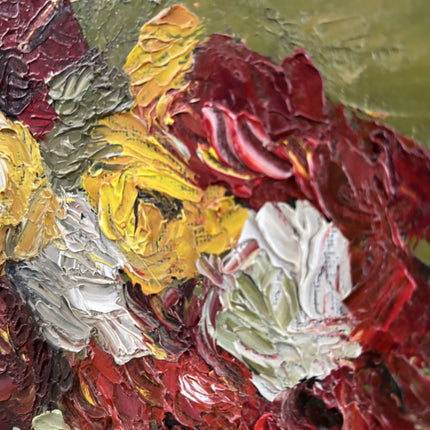 Refined Flowery Still Life Oil Painting "Flower Bouquet" Vintage Small Art Holland Art Shop
