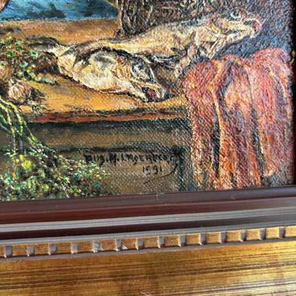 Rustic Still Life Oil Painting "Cow Skull" Handcrafted Art Holland Art Shop