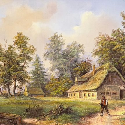Timeless Farm Oil Painting "Thatched Cottage" Expressive Small Art Holland Art Shop