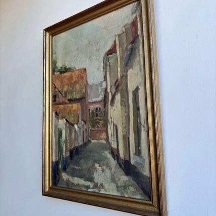 Traditional Cityscape Oil Painting "Narrow Street" Detailed Small Artwork Holland Art Shop