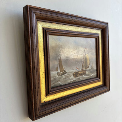 Timeless Seascape Oil Painting "Sailing Boats" Expressive Small Artwork Holland Art Shop